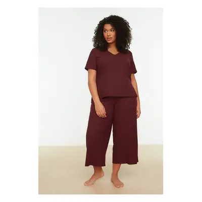 Trendyol Curve Claret Red Knitted Pajamas Set