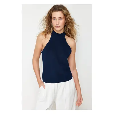 Trendyol Navy Blue Barbell Neck Basic Knitwear Blouse