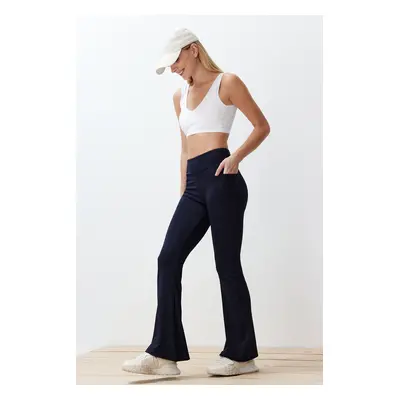 Trendyol Navy Blue Scuba/Diving Fabric Relaxed Cut Flare Leg Knitted Sports Sweatpants