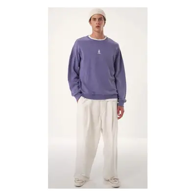 Trendyol Lilac Unisex Oversize/Wide Cut 100% Cotton Aged/Faded Effect Mystic Sweatshirt