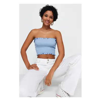 Trendyol Light Blue Strapless Flexible Knitted Blouse