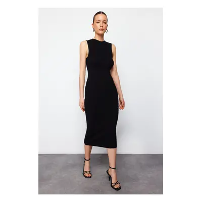 Trendyol Black Midi Knitwear Back Detailed Premium Yarn / Special Yarn Knitwear Dress