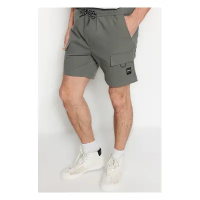 Trendyol Khaki Regular Fit Label Detailed Shorts