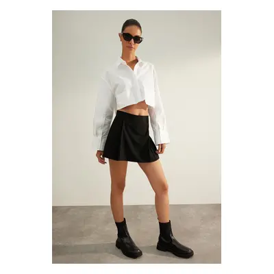 Trendyol Black Premium Quality Pleated Woven Shorts Skirt