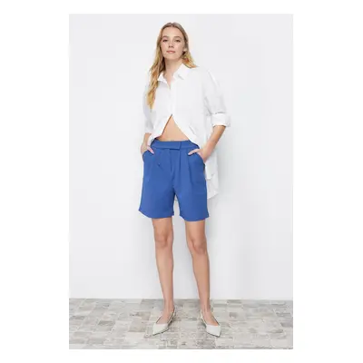 Trendyol Indigo Pleated Velcro Closure Knitted Shorts & Bermuda