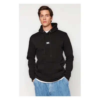 Trendyol Black Regular Cut Hooded Long Sleeve Sweatshirt