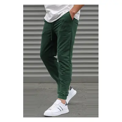 Madmext Khaki Basic Men's Tracksuits With Elastic Legs