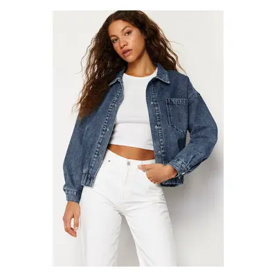 Trendyol Dark Blue More Sustainable Bomber Denim Jacket