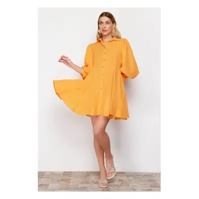 Trendyol Orange Pieced Woven Mini Shirt Dress