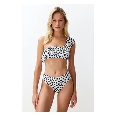 Trendyol Polka Dot High Waist Regular Bikini Bottom