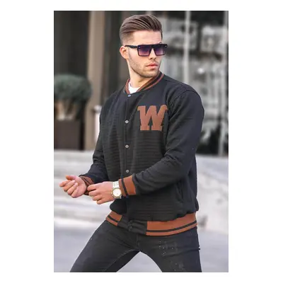 Madmext Black Quilted Patterned Men's Bomber Jacket