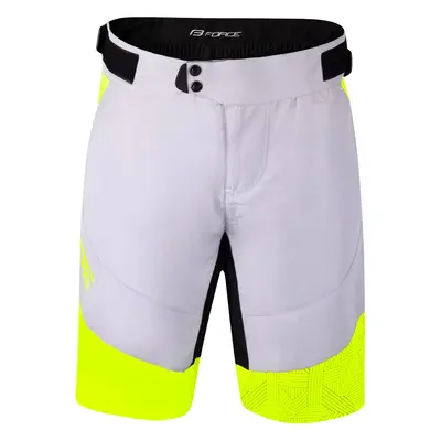 Men's cycling shorts Force Storm with removable chamois - grey-yellow