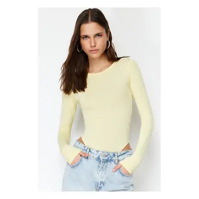 Trendyol Yellow Snaps Flexible Fitted Knitted Bodysuit