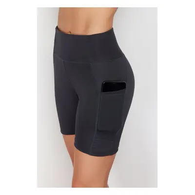 Trendyol Anthracite Double Pocket Detailed Knitted Sports Shorts/Short Leggings