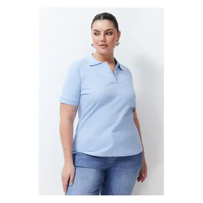 Trendyol Curve Light Blue Polo Neck T-shirt