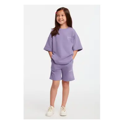 GRIMELANGE Cali Girls' Crew Neck Purple Tracksuit Set