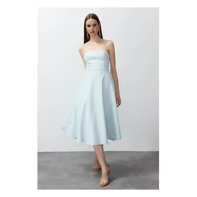 Trendyol Blue A-Cut Woven Elegant Evening Dress