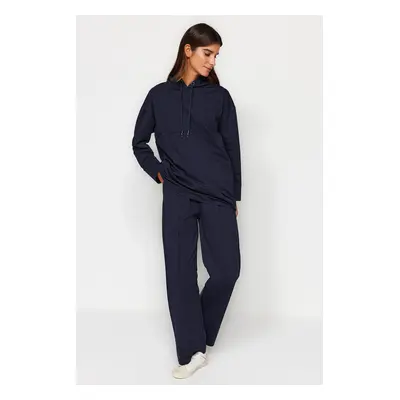 Trendyol Navy Blue Hooded Knitted Tracksuit Set