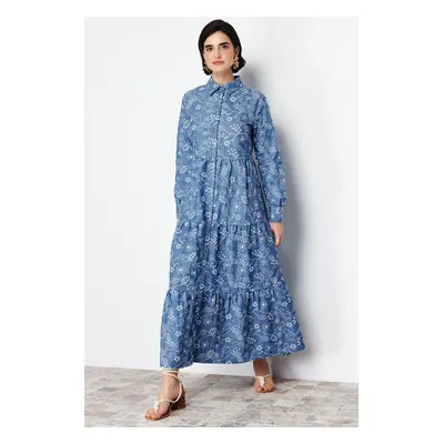 Trendyol Indigo Cotton Woven Shirt Dress