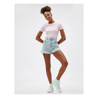 Koton Crop T-Shirt Printed Crew Neck Short Sleeve