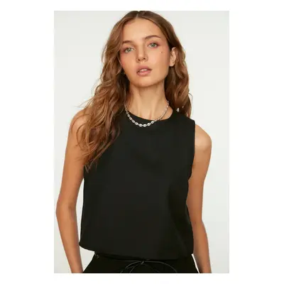 Trendyol Black Sleeveless Woven Linen Look Blouse