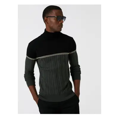 Koton Turtleneck Knitwear Sweater Color Block