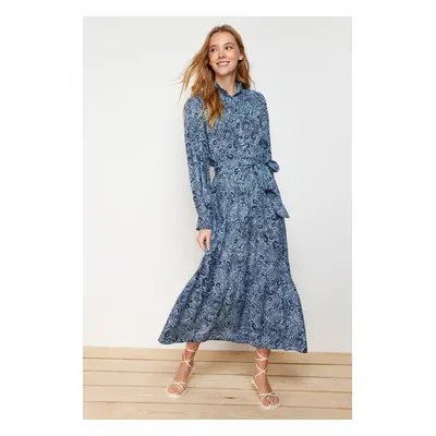 Trendyol Blue Floral Viscose Woven Dress