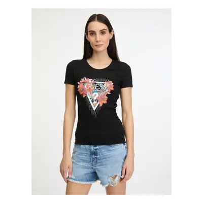 Black women's T-shirt Guess Tropical Triangle - Women