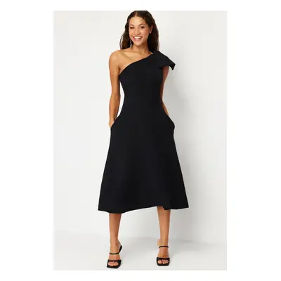 Trendyol Black A-Cut Bow Detailed Woven Elegant Evening Dress