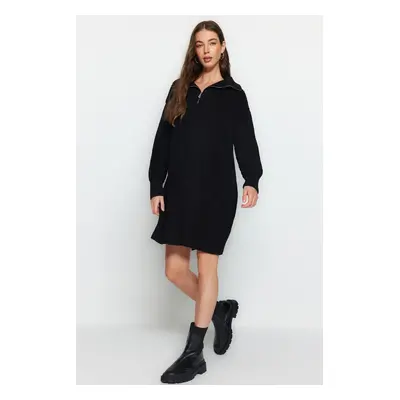 Trendyol Black Mini Knitwear Zipper Dress