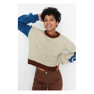 Trendyol Stone Soft Textured Color Block Knitwear Sweater