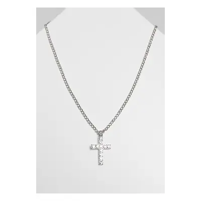 Necklace with diamond cross - silver color