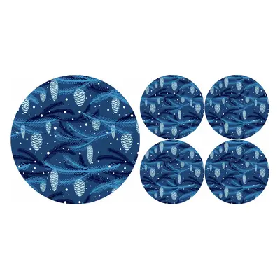 Bertoni Home Unisex's 1+4 Round Table Pads Set Cone Navy Blue