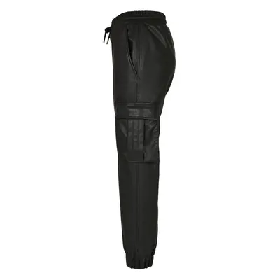 Women's Cargo Pants Made of Faux Leather Black