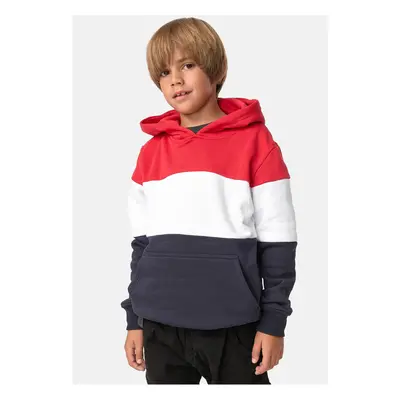 Boys' 3-Tone Hoody fire red/white/navy