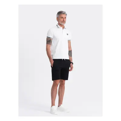 Ombre Men's knitted shorts with drawstring and pockets - black