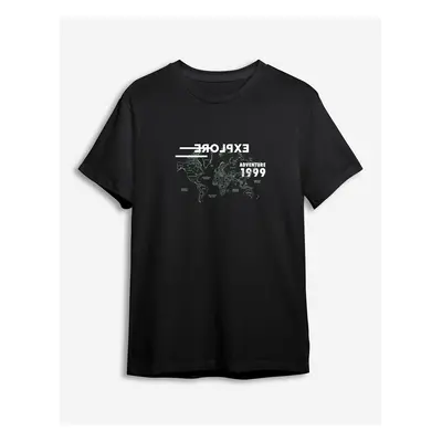 Trendyol Black Back Text Printed Regular/Normal Cut T-shirt