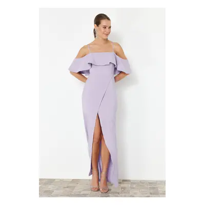 Trendyol Lilac Flounced Woven Long Evening Dress