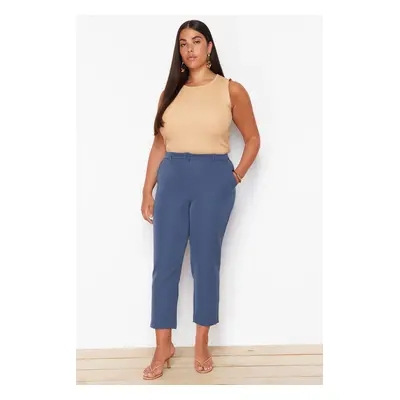 Trendyol Curve Navy Blue Woven Short Plus Size Fabric Trousers