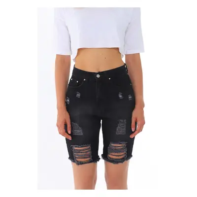 BİKELİFE Blue High Waist Denim Shorts