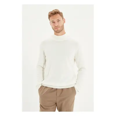 Trendyol Ecru Slim Fit Cotton Half Turtleneck 100% Cotton Basic Sweater