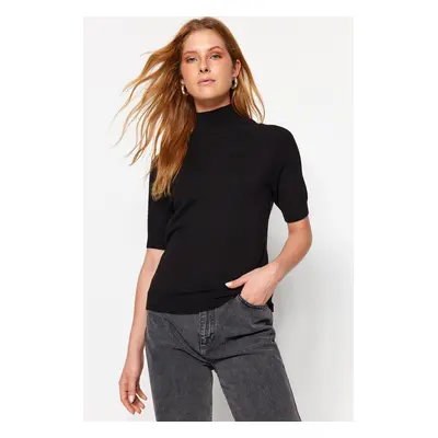 Trendyol Black Premium Yarn/Special Yarn Soft Touch Basic Knitwear Blouse