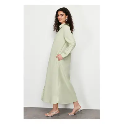 Trendyol Light Khaki Plain Woven Shirt Dress