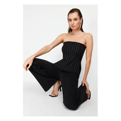 Trendyol Black Shiny Slit Woven Blouse