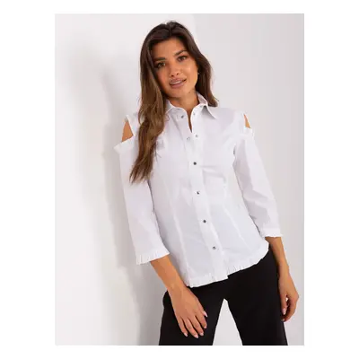 Ecru women's classic shirt with collar