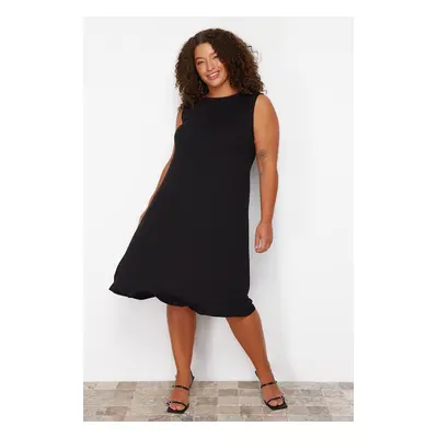 Trendyol Curve Black Single Jersey Knitted Plus Size Dress