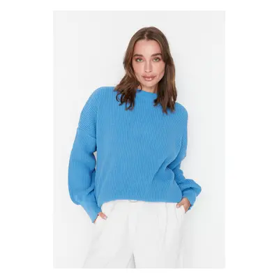 Trendyol Blue Wide Fit Basic Knitwear Sweater