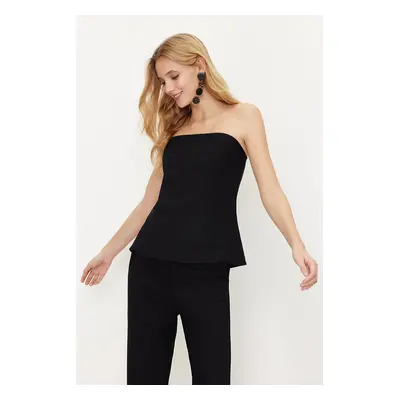 Trendyol Black Strapless Woven Blouse