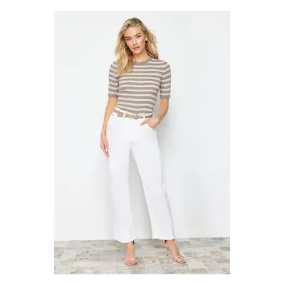 Trendyol Mink Basic Striped Knitted Thin Blouse