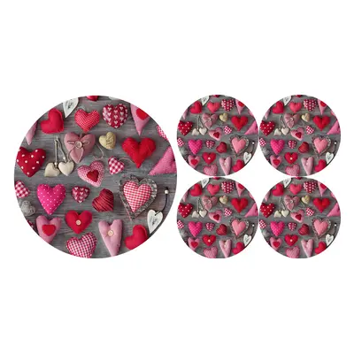 Bertoni Home Unisex's 1+4 Round Table Pads Set Valentine Hearts